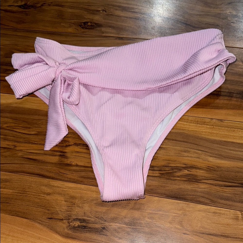 SHEIN Pink Ribbed Bikini Bottom